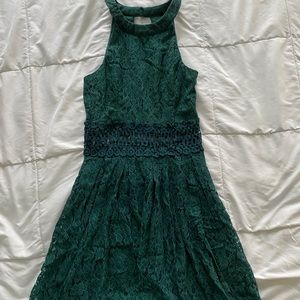 Francesca’s High-Neck Sleeveless Lace Dress
